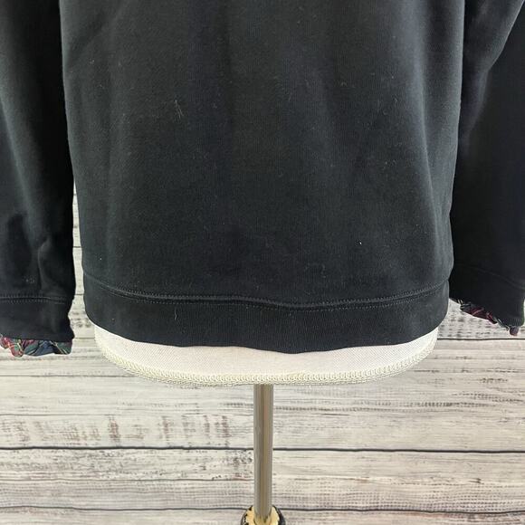 J. Crew Pull Over Sweatshirt sz Small Navy Blue Red Plaid Ruffle Casual Stretch - Picture 4 of 8